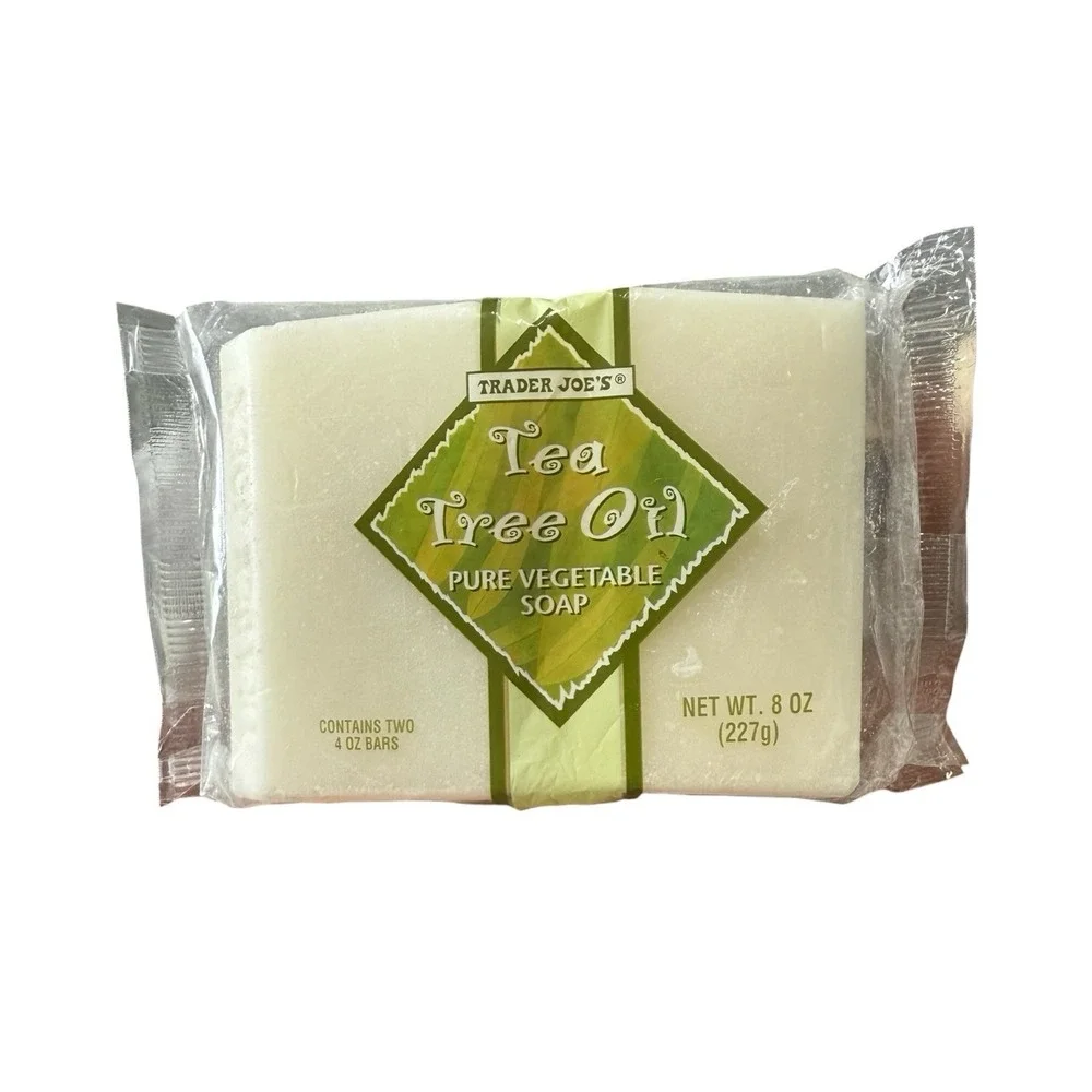 8oz Trader Joe's Tea Tree Oil Pure Vegetable Soap (2x 4oz‎ Bars) NEW HTF NOS